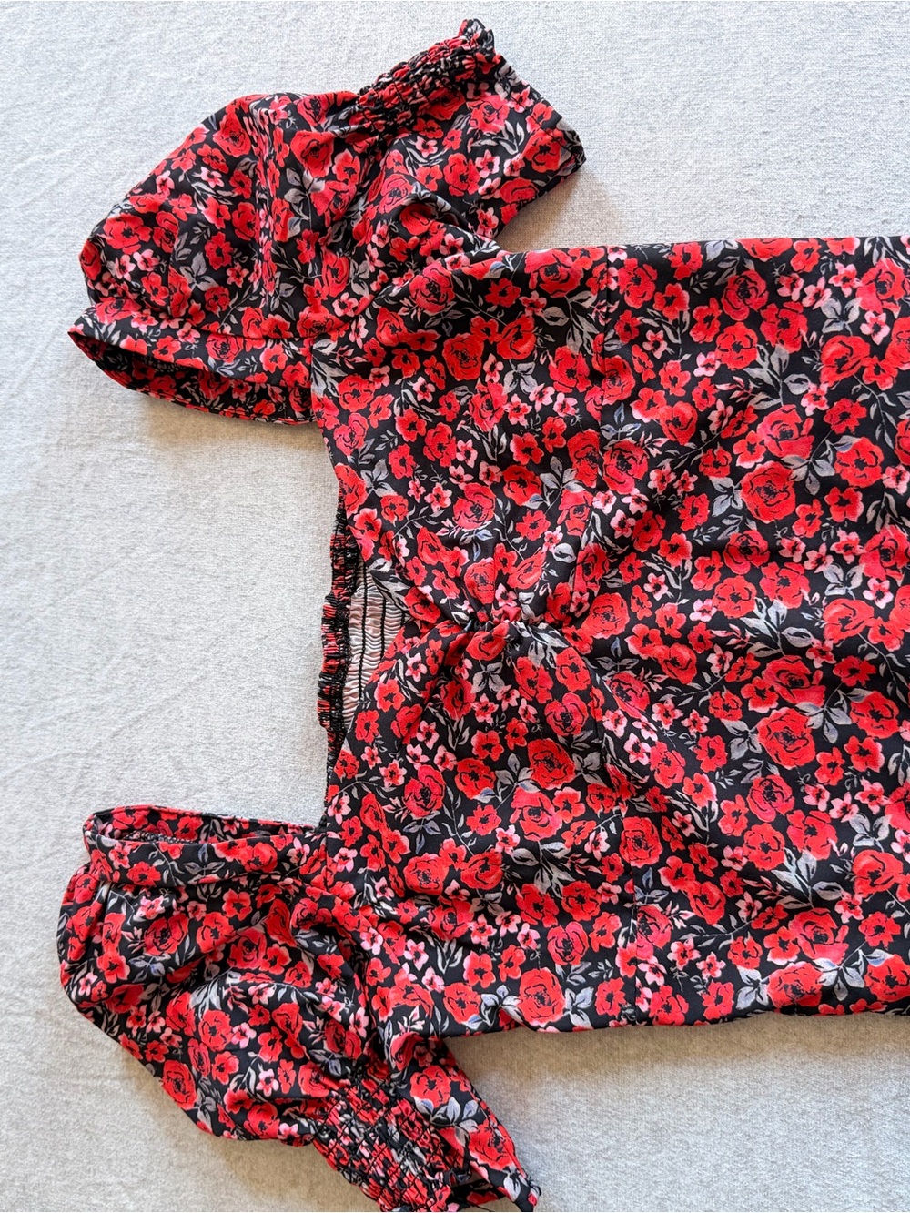 SHEIN Red Floral Off-Shoulder Blouse on Black
